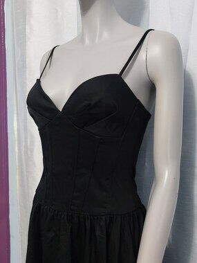 Black Bustier Maxi Dress XS Sweetheart Neckline Dark Romantic Witchy Forever 21